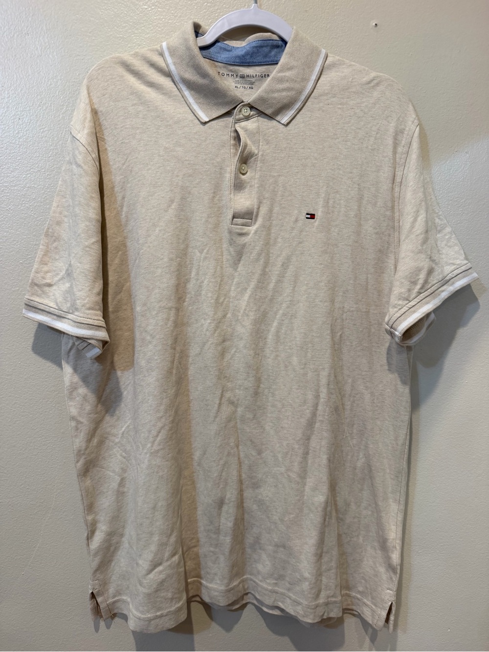 Tommy Hilfiger Men’s Cream Polo with Contrast Trim